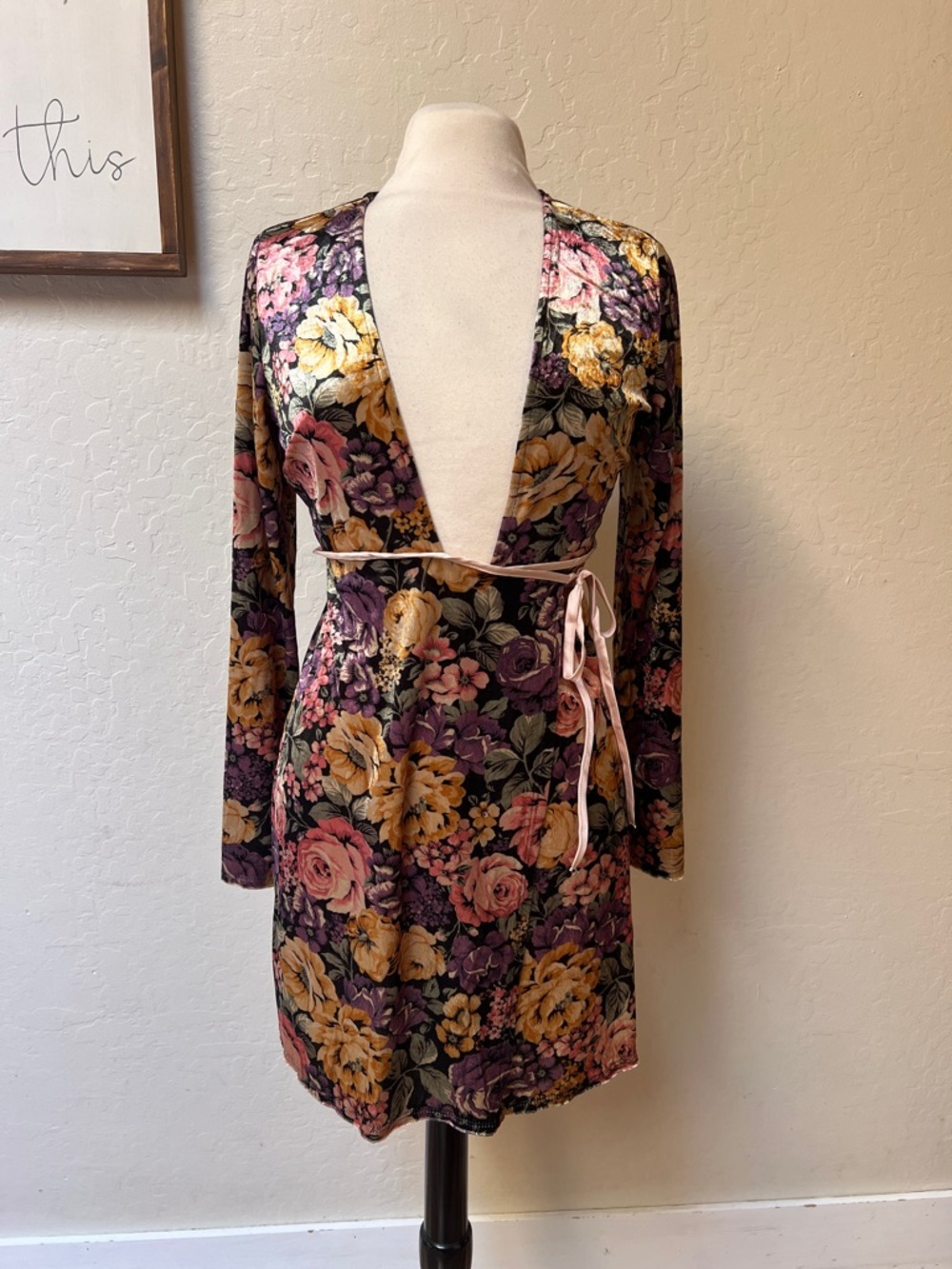 Topshop faux velvet floral wrap dress NWT